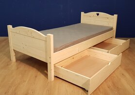 1-p.bed SAM-boog met hart/ster en 2 laden