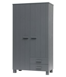 2-deurskast DENNIS met LADEN staalgrijs SHOWMODEL